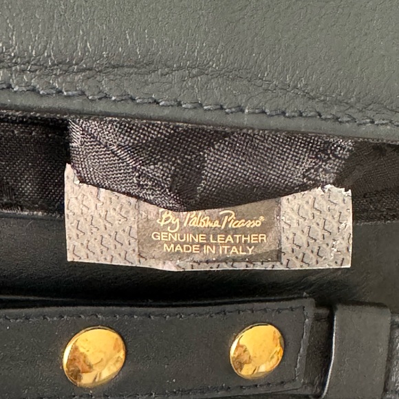 Vintage 80s 90s Paloma Picasso Italian Genuine Black Leather Crossbody Bag - Picture 8 of 12